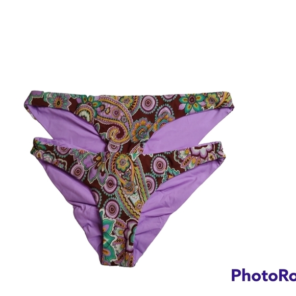 BECCA Purple Multi Color Hipster Bikini Bottoms Sz.M NWT - Picture 9 of 9